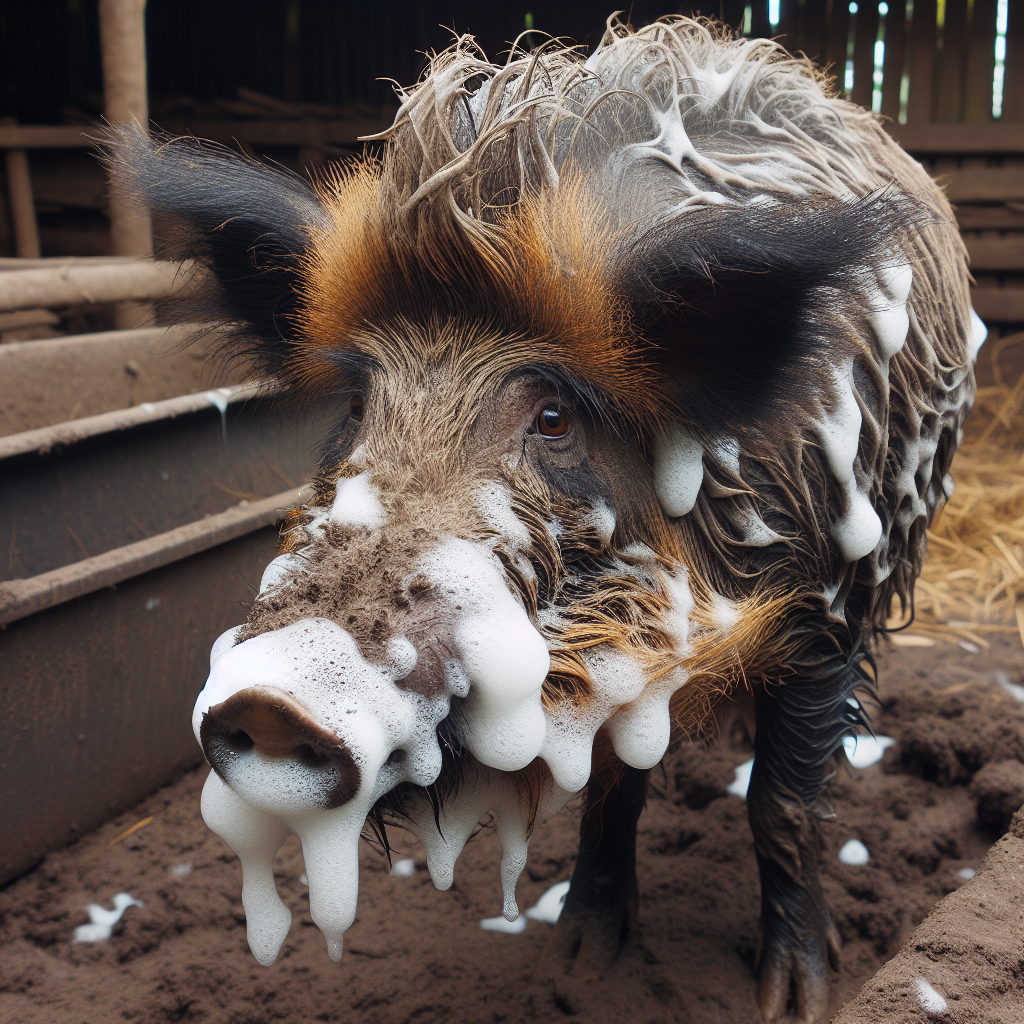 Triệu chứng bệnh giả dại ở heo rừng, bao gồm co giật, rụng lông và khó thở