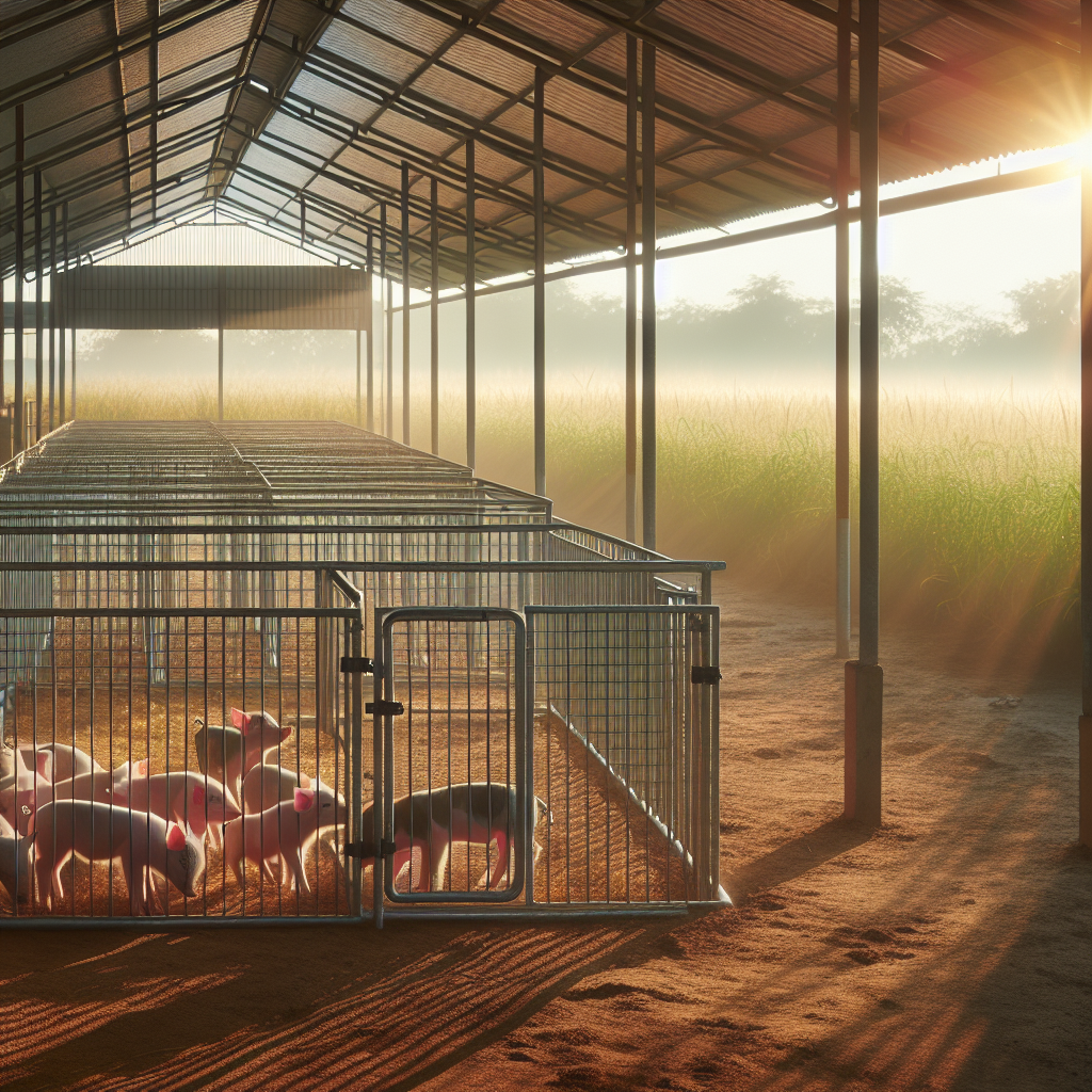 Lồng tập chạy cho heo non bằng khung thép chắc chắn