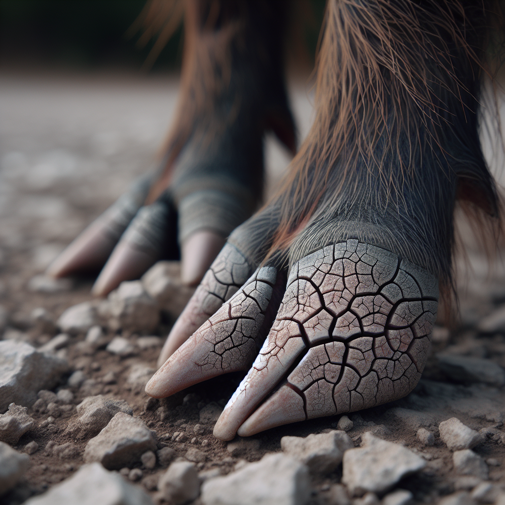 Dấu hiệu lở loét trên móng heo rừng mắc bệnh lỡ mồm long móng.